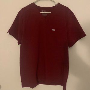 FIGS Men's Medium Leon Two-Pocket Scrub Top Burgundy